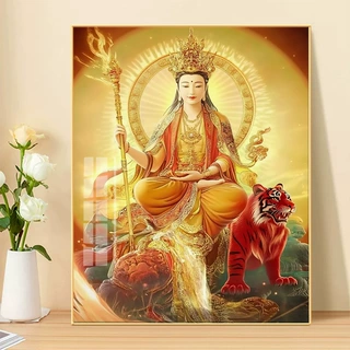 文殊菩萨佛像金榜题名画像十字绣文殊师利菩萨供奉结缘装饰钻石画