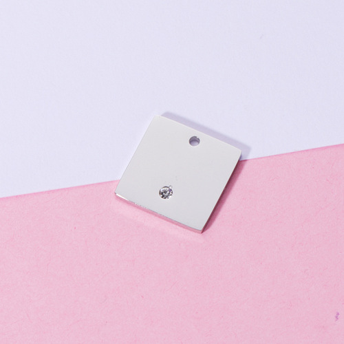 Creative new product mirror stainless steel square small hangtag with diamond accessories diy multi-specification pendant with engraving