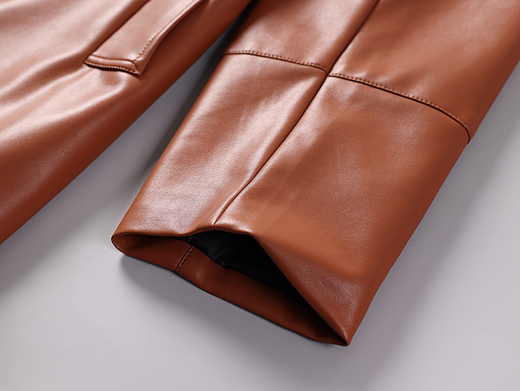 Men's Leather Jacket Over The Knee Trench Coat For Men Spring_voghion.com