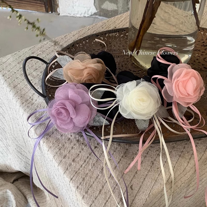 Nuevo anillo de cabello de flores chinas, cordón de cabello, cordón de cabello, ropa de estilo antiguo, adornos de cabello de flores, tocado de alta calidad.