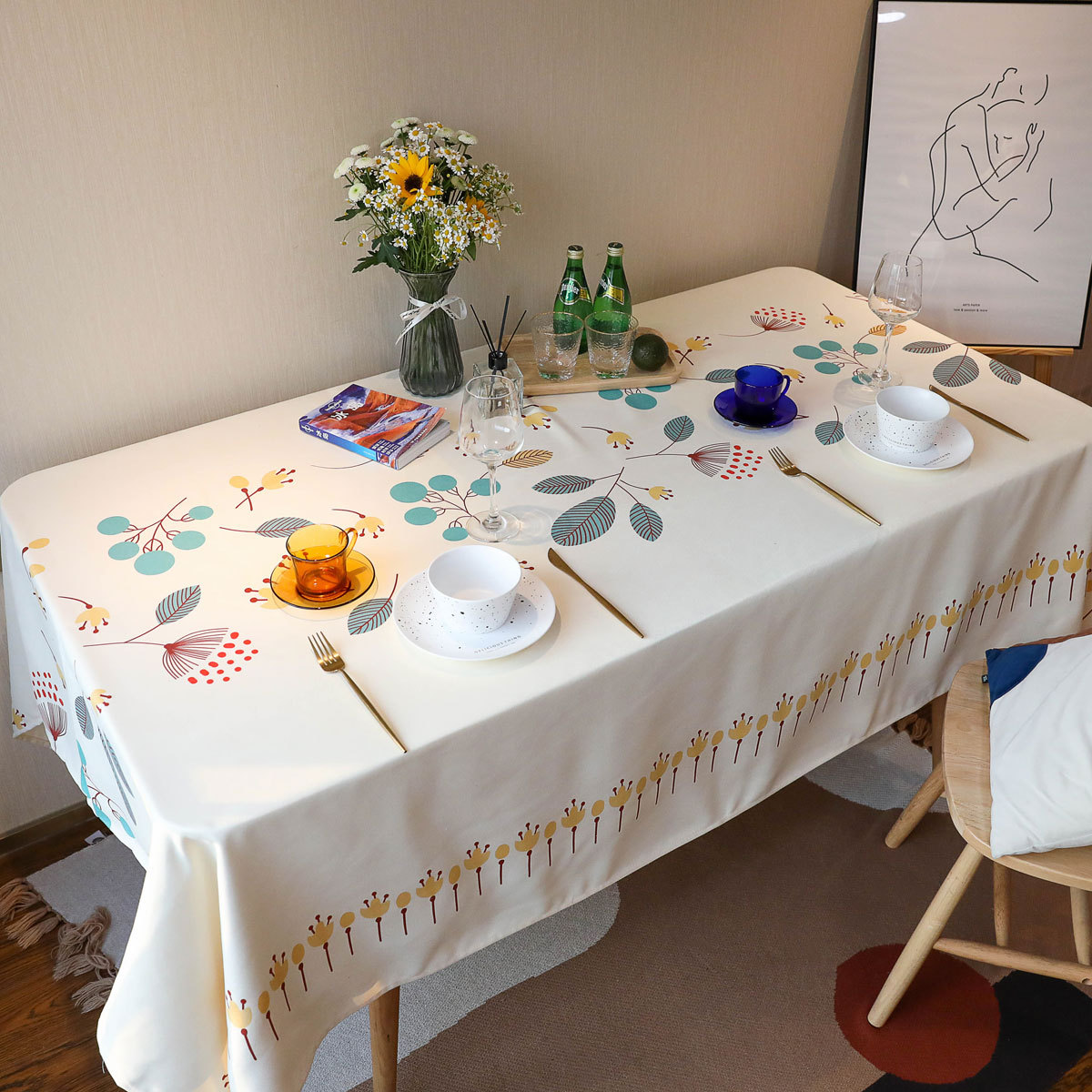 桌布布艺小清新日式田园风餐桌茶几布ins网红毛绒简约现代餐桌布