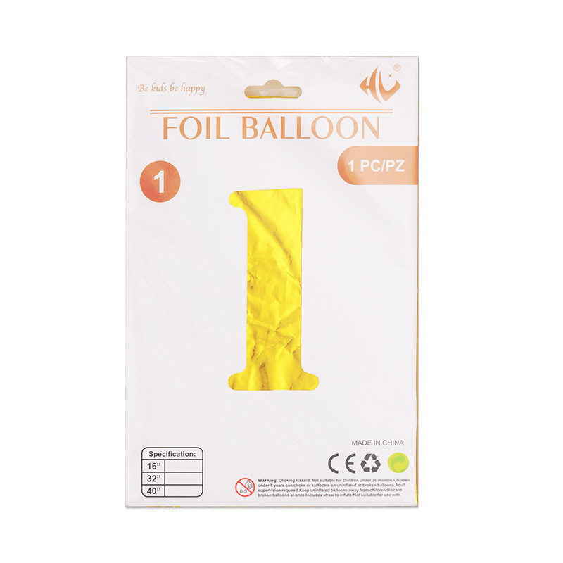 Tarjeta de papel digital de 40 pulgadas, embalaje independiente, película de aluminio, edición de tapa dura 0-9, decoración de fiesta grande, globos de papel de aluminio decorativos