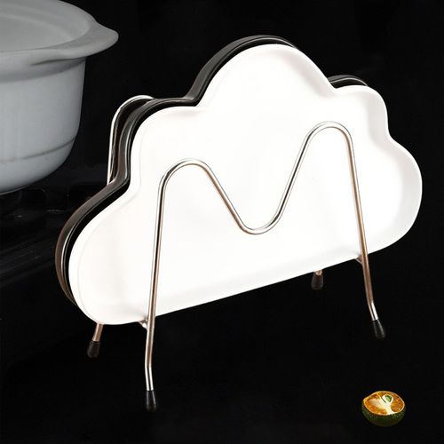 Stainless steel M-shaped pot lid holder kitchen dish plate cutting board stand desktop draining storage rack thickened stand chopping board rack