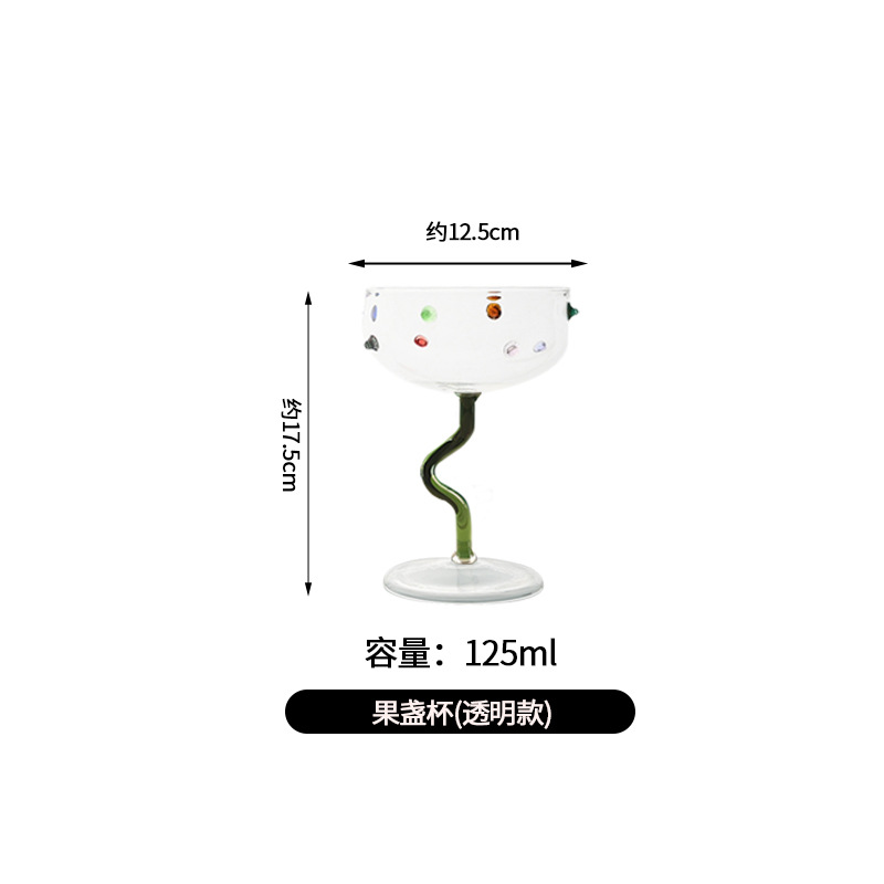 Alta sensación de vidrio de granja de azúcar de color taza de cóctel de vino creativo taza de alto silicio de alto valor de color taza de alto pie