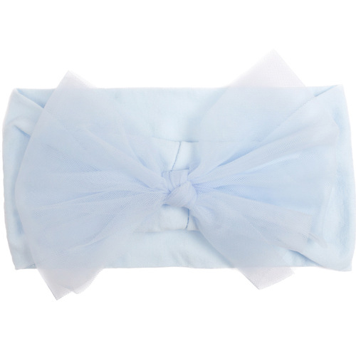 European and American new children's solid color nylon mesh bow headband, baby hair accessories, cute girl headscarf