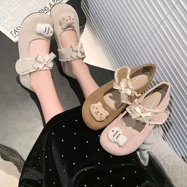 Плоские круглые туфли Мэри Джейн Женская весна и лето 2025 Новый французский нежный ботинки Birken с юбкой