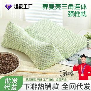 Triangle Pillow Single Buckwheat Shell Pure Cotton Rice Grain Triangle Pillow Anti-Pilling Student Household Combination Detachable Buckwheat