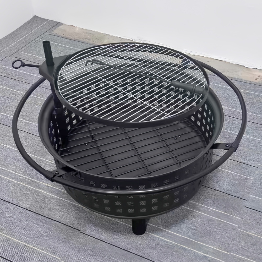Patio brasero estufa de calefacción al aire libre parrilla giratoria estufa de parrilla multifuncional cerca de la estufa para hacer té parrilla de doble capa
