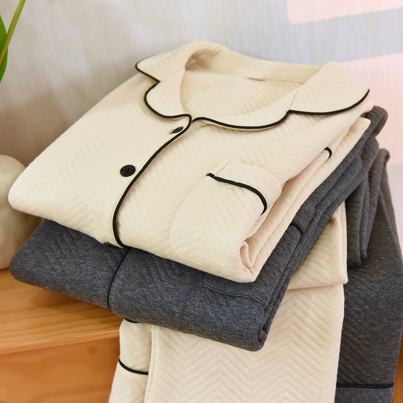 秋冬季空气棉睡衣情侣空气棉套装2023年新款宽松家居服夹棉加厚