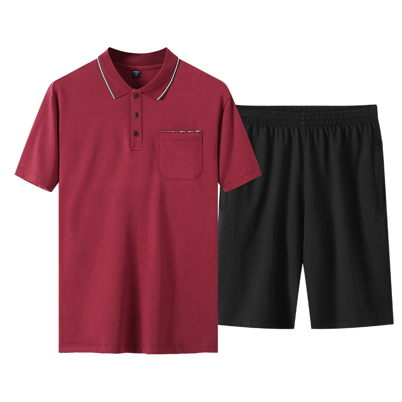 Trajes casuales de mediana edad para hombres, trajes deportivos sueltos de verano para hombres, ropa de polo casuales de dos piezas, pantalones cortos