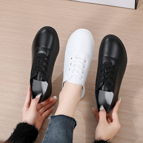 Stall Direct Sales Spring New Strap Women's Shoes Korean Style Casual Basic Single Shoes White Shoes