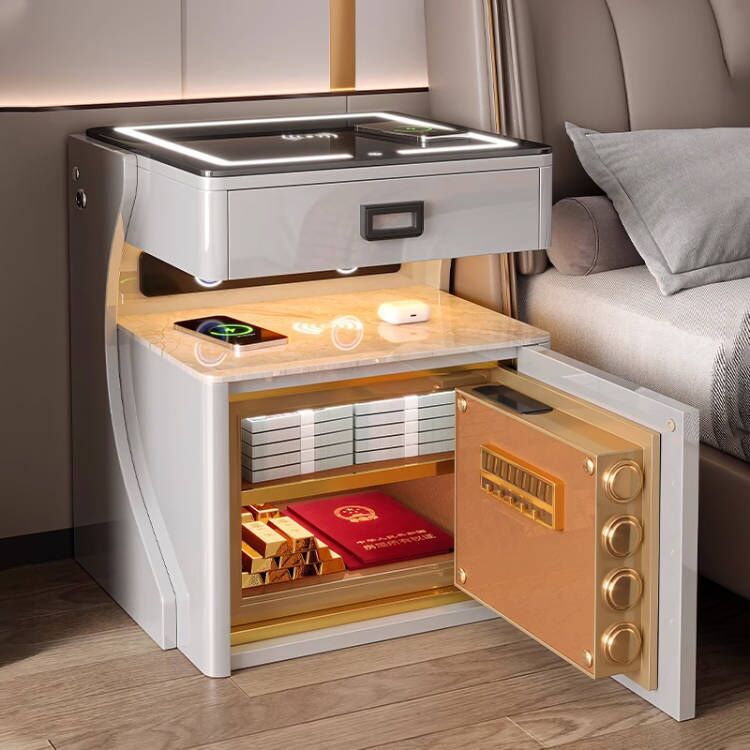 Una caja fuerte inteligente de cabecera de cama en 2024 nuevo moderno y simple dormitorio antirrobo armario de almacenamiento doméstico de tabla de roca