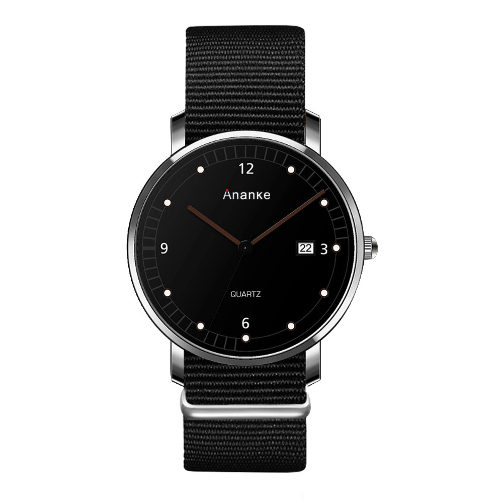 阿南刻ANANKE时尚休闲手表男超薄尼龙带韩版学生手表工厂货源代发