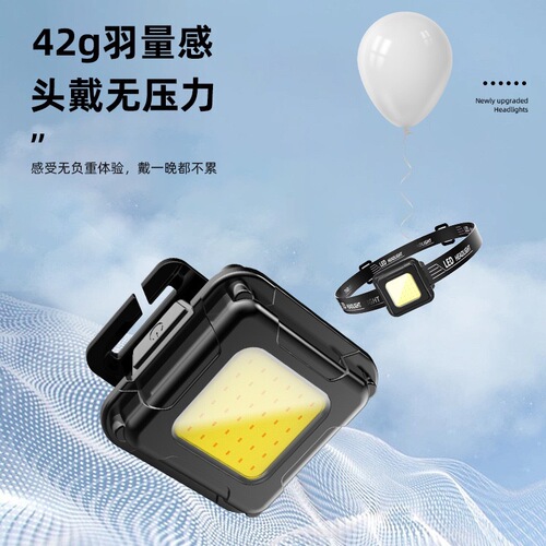 New Lightweight Cross-border Strong High-Light COB Headlamp with Long Battery Life Charging Outdoor Headwear Fishing Light Cycling Light