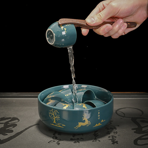 Lazy tea set for home living room semi-automatic stone grinding Kung Fu teacup office teapot distribution set dropshipping