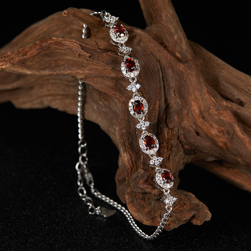 Banquet, Tea Party Occasion 925 Sterling Silver Natural Stone Crystal Geometric Bracelets
