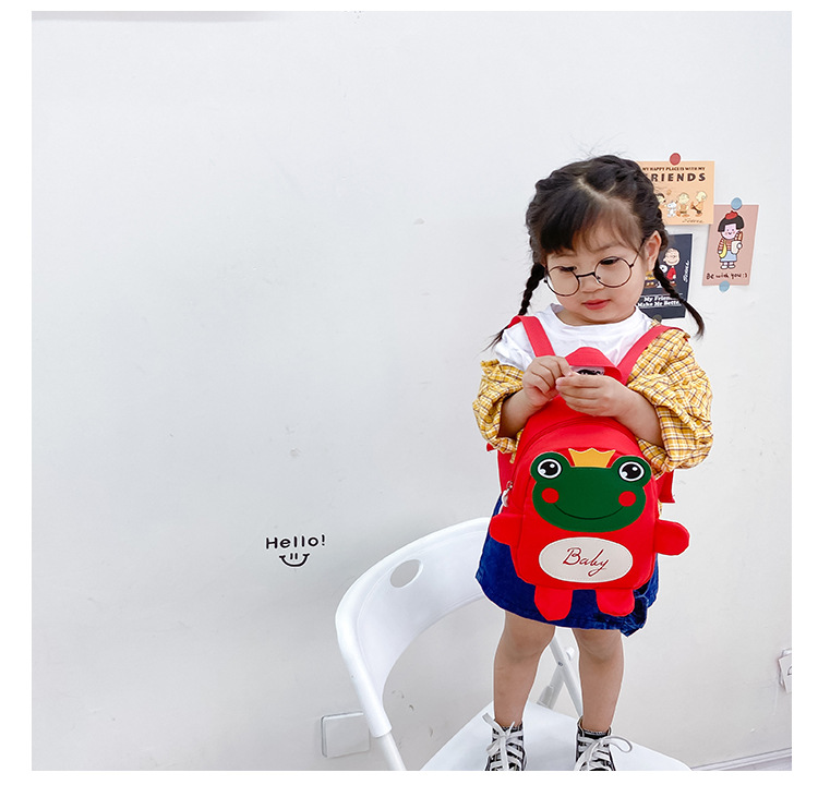 Kindergarten schoolbag for children, boys and girls, 1-3-5 years old, anti-wandering rope, cute frog, double-shoulder baby small backpack undefined