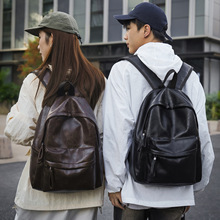 新款小众复古皮质双肩包女大学生高中生书包简约百搭通勤旅行背包