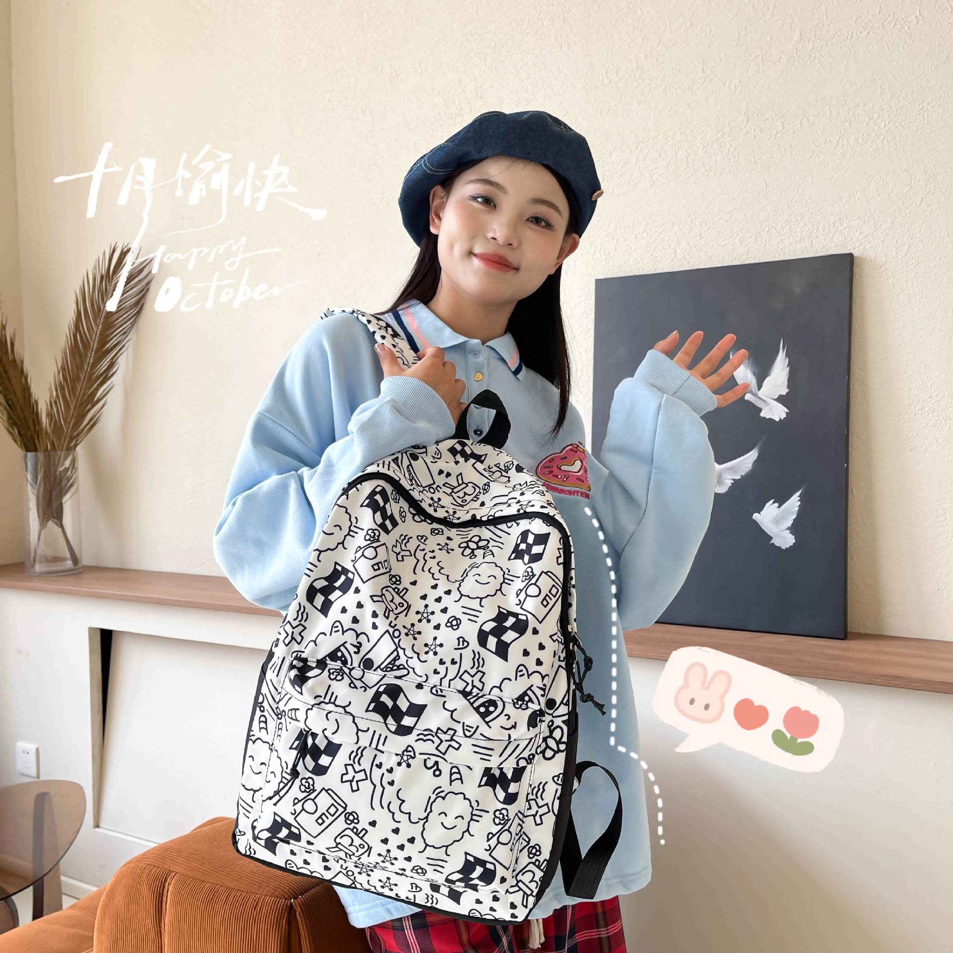 2024 nueva moda mochila femenina coreana ins japonés estudiante de la escuela secundaria mochila de gran capacidad mochila de la escuela secundaria