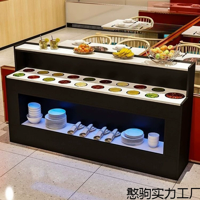 Ресторан-буфет с горячим горшком, стол для приправ, коммерческий стол для небольших ингредиентов, ресторан, стол для соусов, стол для приправ для острых горячих горшков, стол для фруктов, холодных блюд