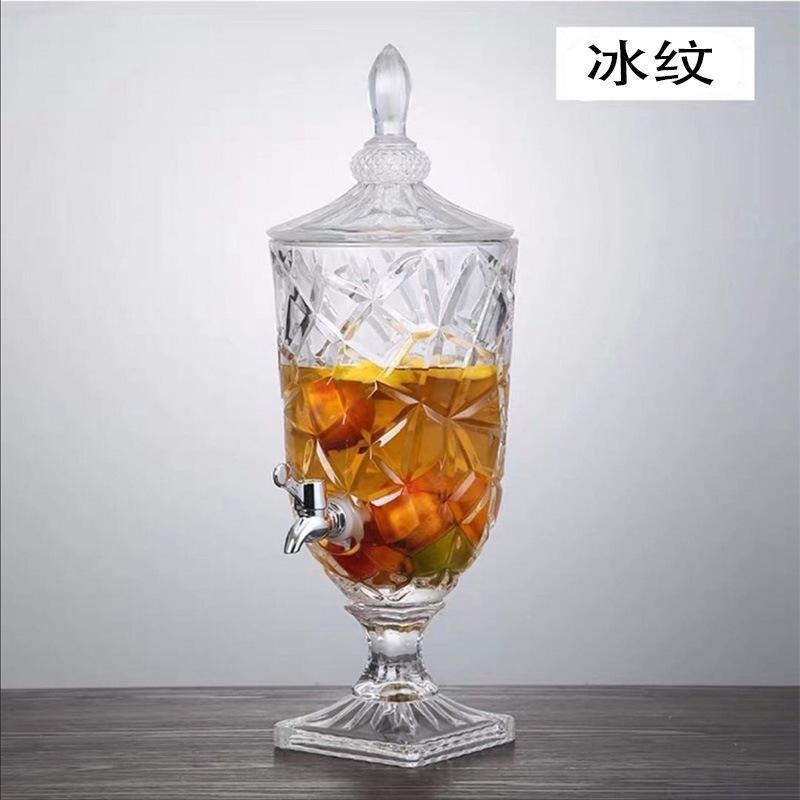 Jarra de jugo con relieve de estilo europeo, con boquilla y tapa, cristal grueso, gran capacidad, jarra de agua fría de alta gama