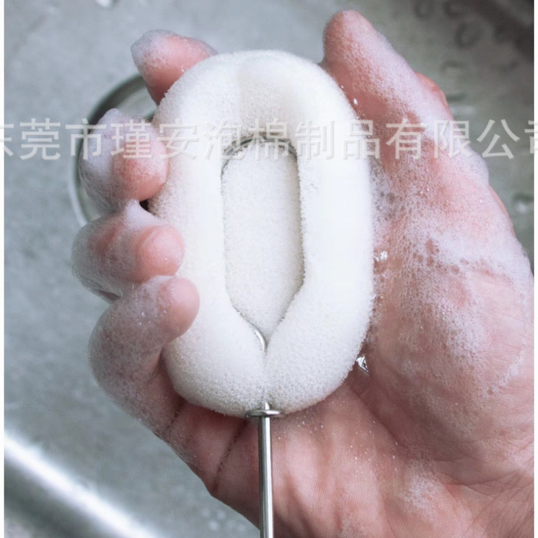 工厂批发 新款创意可替换刷头 海绵杯刷仿丝瓜络清洁刷宝宝奶瓶刷