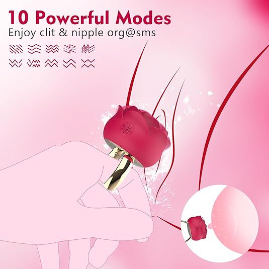 Rose Vibrating Ring 10-Frequency Silicone Couples Massager with Clitoral Stimulation — detail image 7