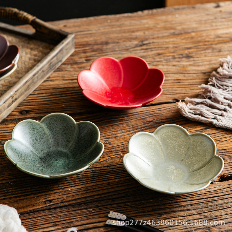 Chinese Retro Sauce Dish Ceramic Flavor Dish Small Dish Household Vinegar Dish Seasoning Dish Soy Sauce Dish Dipping Dish Commercial