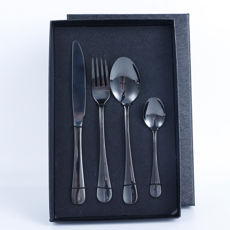 Caja de regalo negra + conjunto negro de cuatro piezas