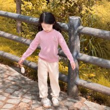 复古学院风毛衣25年冬春新款中大童男女童英伦针织圆领套头毛衣