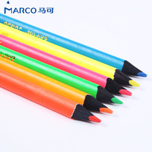 Marco马可黑木荧光铅笔网红粗三角6色荧光彩色铅笔素描荧光铅笔92