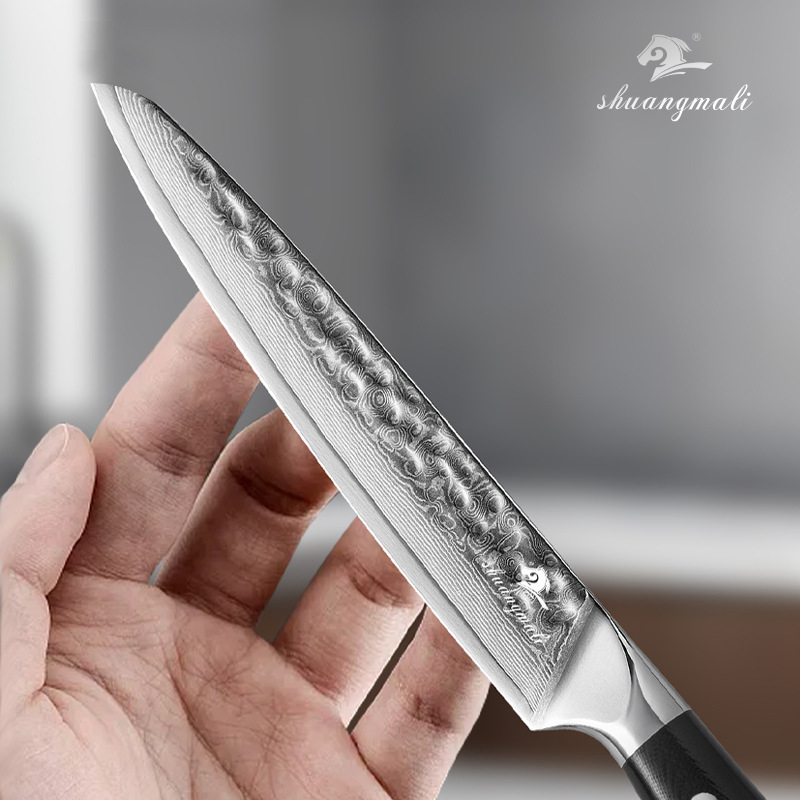 Cuchillo universal de Damasco 6 pulgadas martillo forjado cuchillo multipropósito al aire libre cuchillo de frutas y verduras resistente a la corrosión de alta dureza