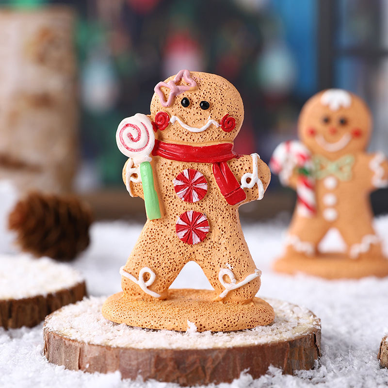 Christmas cartoon gingerbread man decoration Christmas window decoration resin decoration children's holiday gift resin crafts
