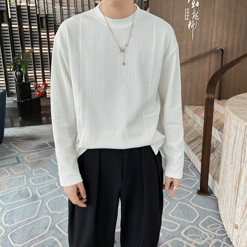 Korean Light Mature Style Long-Sleeve T-Shirt Spring Men Autumn Style Basic Top Soft Quality Loose Casual UpTop Versatile