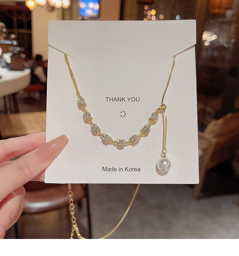 Fashion Geometric Alloy Inlay Artificial Pearls Rhinestones Womenu0027S Necklace 1 Piece