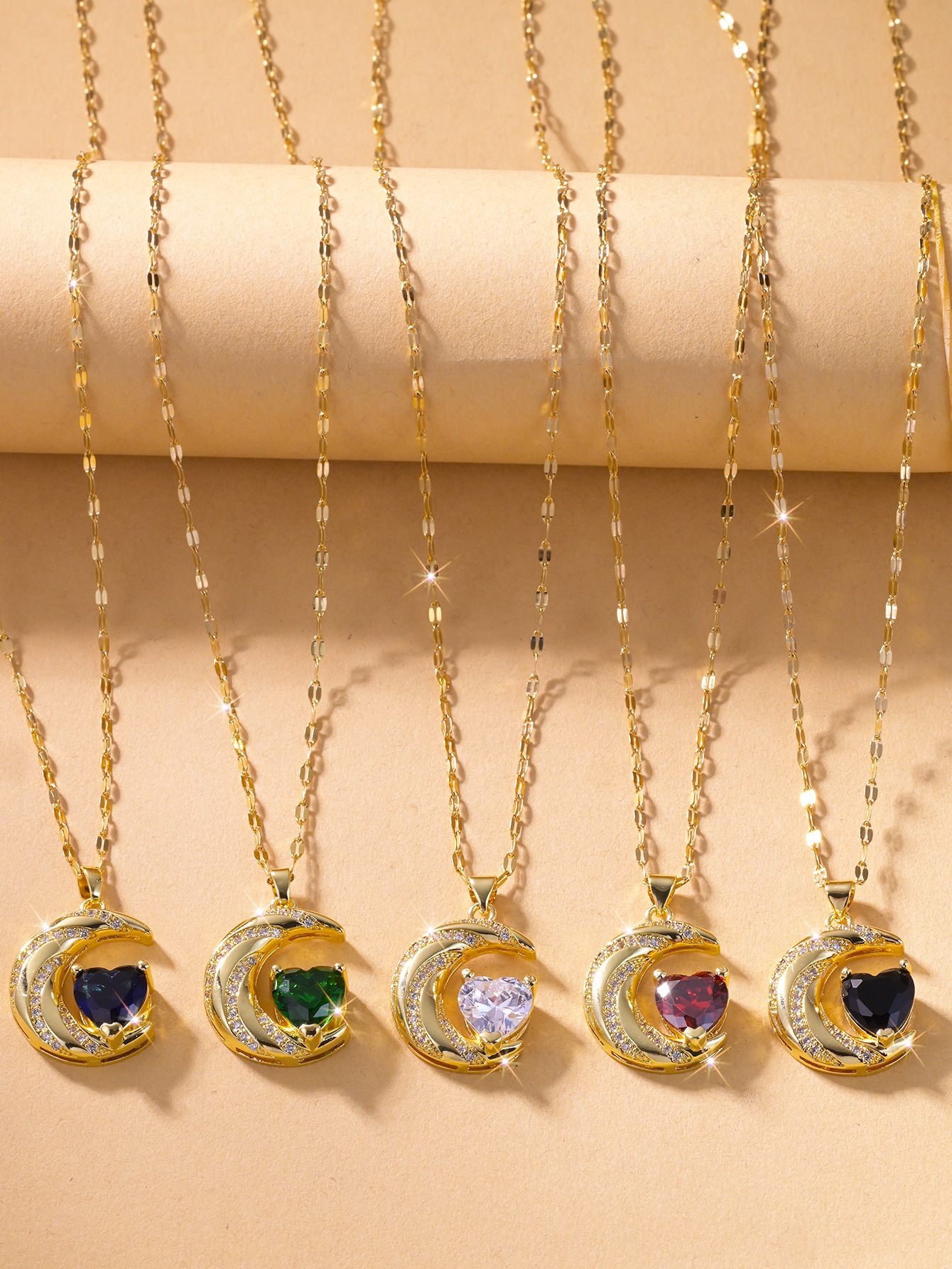 12g Weight Titanium Steel Pendant Material Zircon Inlay Material Pendant Necklace Classification Titanium Steel Chain Material 1 Piece Quantity Holiday, Daily Occasion Titanium Steel Material Moon, Heart Shape Pattern Unisex Gender Inlay Design Casual, Sweet Style Wholesale Jewelry Casual Sweet Moon Heart Shape Titanium Steel Zircon Inlay Pendant Necklace 无