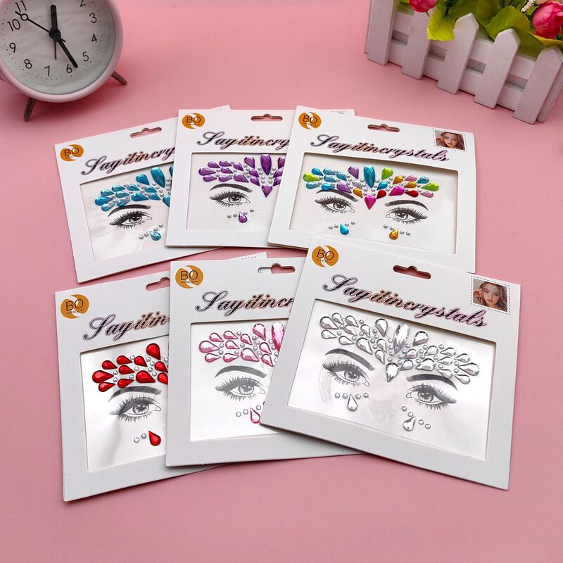 Cross-border European and American music festival makeup effects children's eye face rhinestone face diamond stickers eye corner eyebrow stickers performance
