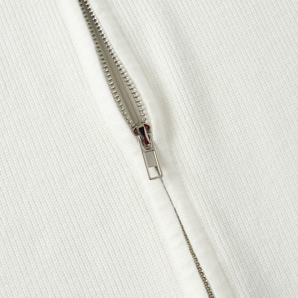 Bộ áo cardigan dệt kim khóa kéo phối quần dài ống rộng nữ — màu bột yến mạch, màu nâu, màu xám, trắng chi tiết 25