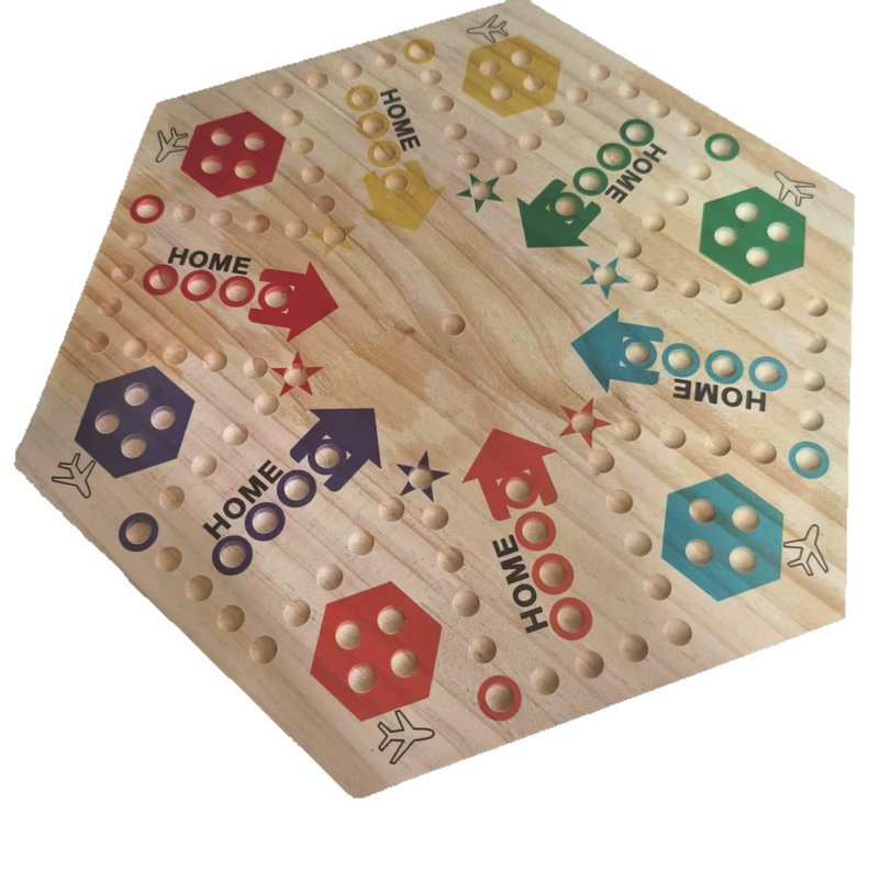 木质双面棋盘游戏飞行棋4人6人轨道棋盘派对游戏木质益智游戏玩具|undefined