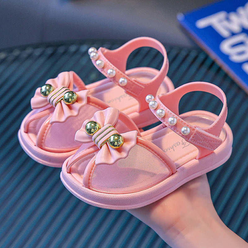 Niña Bowknot Princess Sandalias Verano 2024 Nuevos zapatos de playa para niños Niña Niña Baotou Sandalias Bebé