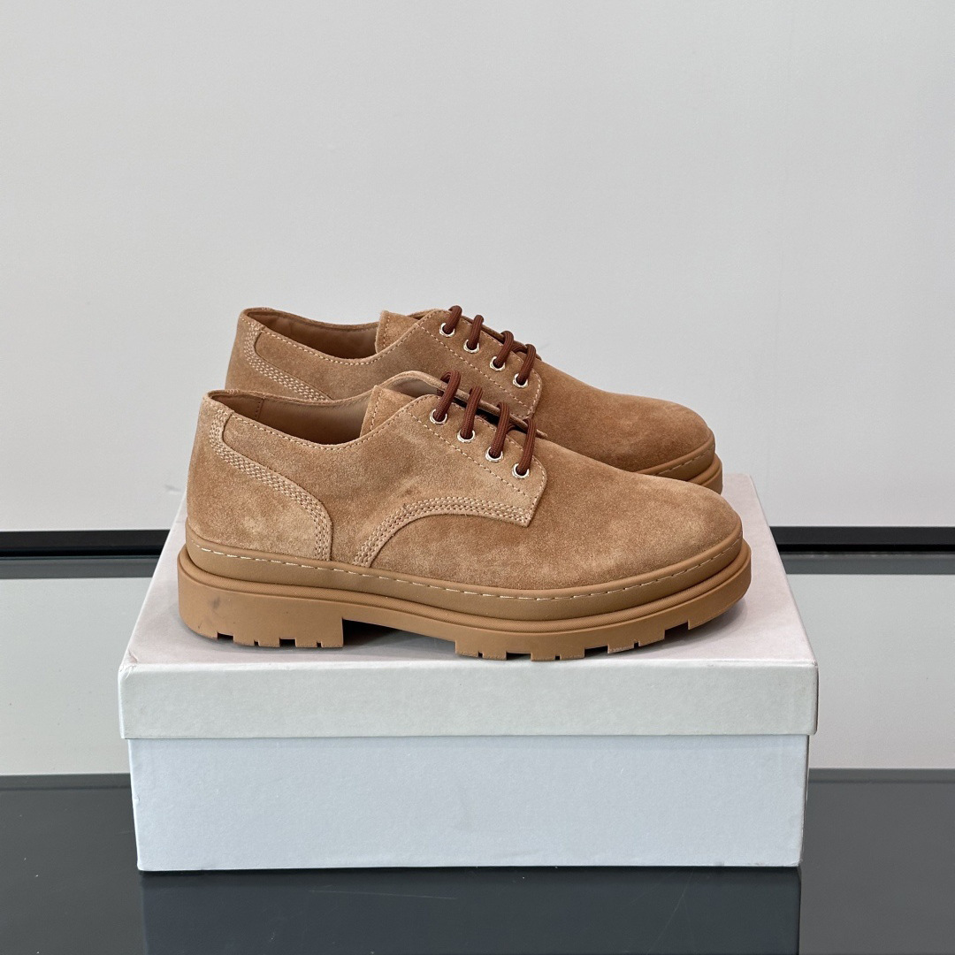 高定新款真皮男士商务休闲皮鞋工装鞋牛反绒磨砂皮高级感潮流男鞋