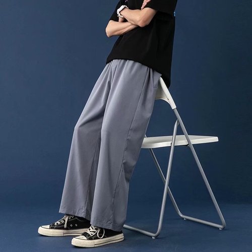 Japanese-style Ice Silk Pants for Men: Summer Thin Korean-Style Trendy Plus-Size Straight-Leg Casual Wearable Sports & Leisure Trousers