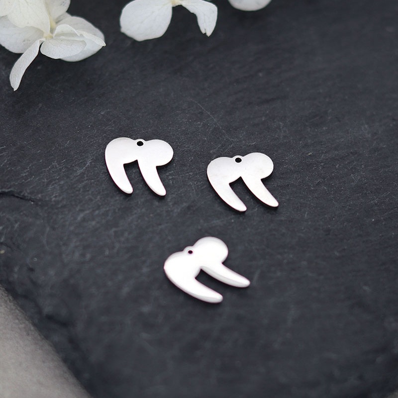1Pcs Personalized New Style Double Quotes Small Pendant Stainless Steel Patterned Charm DIY Jewelry Accessory