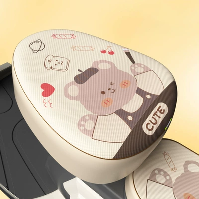 Electric Car Seat Cover, Summer Waterproof: Electric car cushion - painting-bear-front-seat-cushion-cover