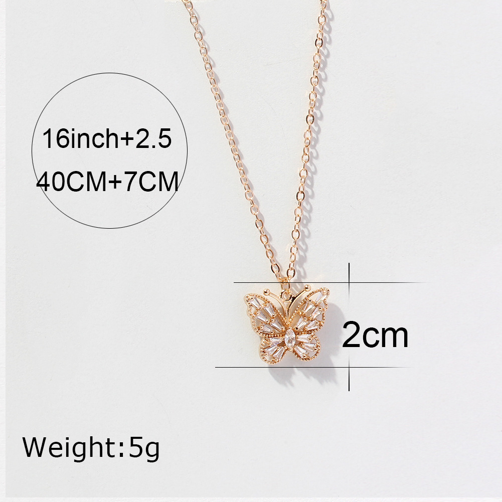 fashion simple rhinestone-studded butterfly necklace wholesale nihaojewelry