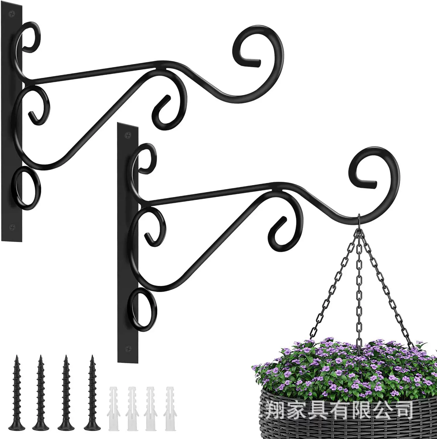 跨境批发吊篮花篮支架花篮吊钩挂钩花盆架风铃路灯鸟类喂食器支架