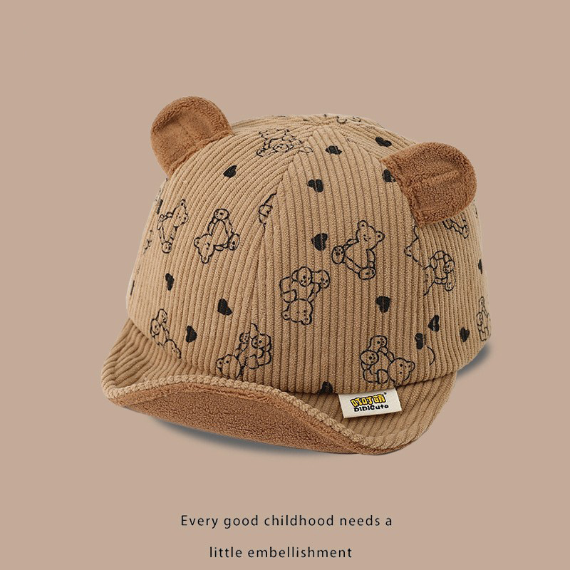 Sombrero de bebé primavera y otoño para bebés con bordes suaves sombrero de invierno para niños gorra de lengua de pato espesa gorra de béisbol de mujer linda