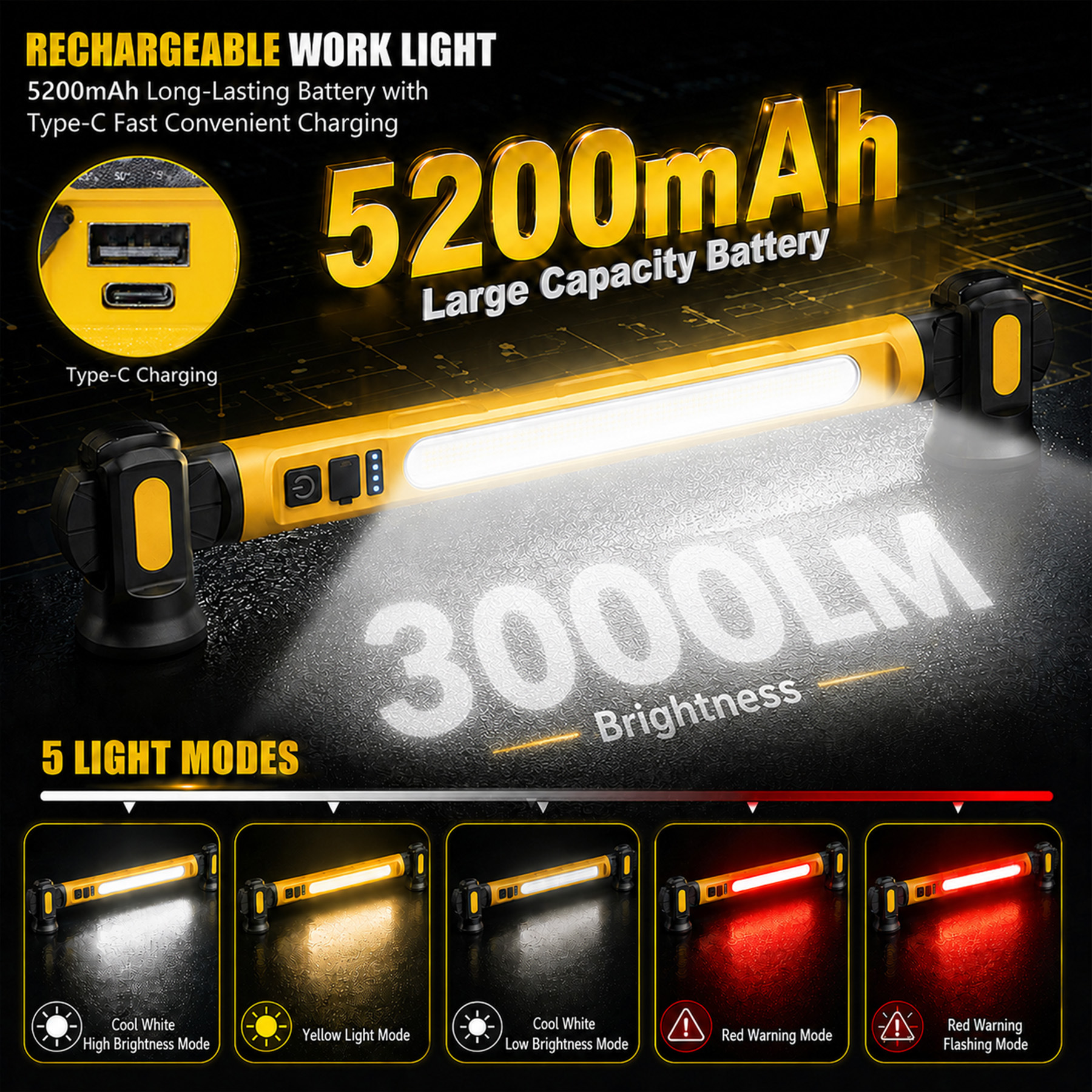 Popular repair work light, multifunctional magnetic flashlight, outdoor power bank, COB with hook, camping work light