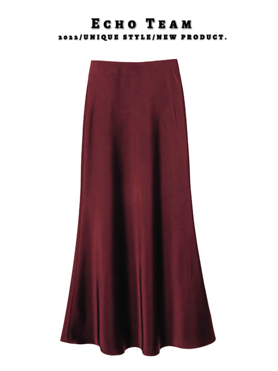 L'Été Vêtement De Rue Couleur Unie Polyester Acétate Tissu Robe Mi-Longue Jupes display picture 4