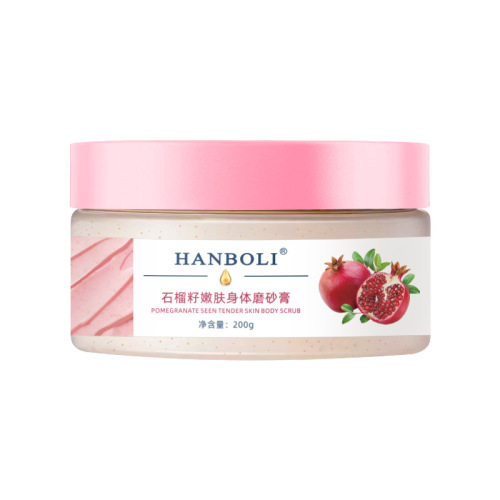 Han Boli Pomegranate Seed Rejuvenating Body Scrub cleanses the skin, softens keratin pimples, moisturizes and replenishes the body scrub.